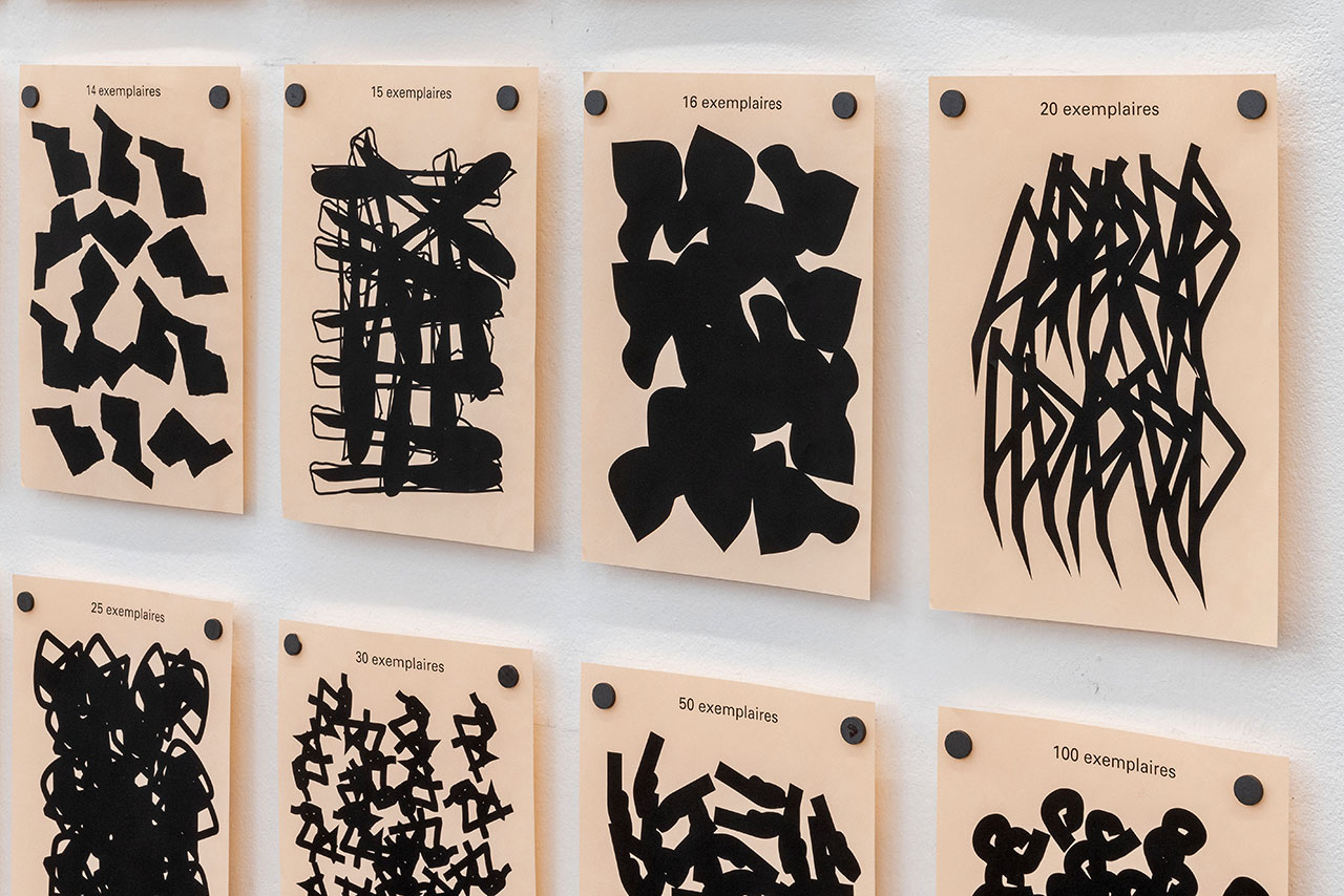Claude Closky, ‘5, 6, 7, 8, 10, 12, 14, 15, 16, 20, 22, 25, 30, 50, 100 copies,’ 2022, laser print on 80g orange paper, 15 sheets, 29,7 x 21 cm each. Claude Closky, ‘5, 6, 7, 8, 10, 12, 14, 15, 16, 20, 22, 25, 30, 50, 100 copies,’ 2022, laser print on 80g orange paper, 15 sheets, 29,7 x 21 cm each.